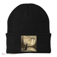 Funny Raccoon Sasquatch Alien UFO Monster Introvert Bruh Beanie thumb 0