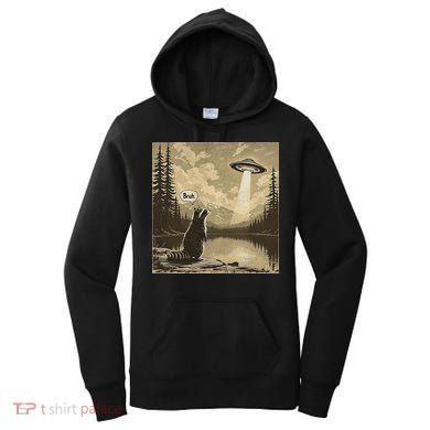 Funny Raccoon Sasquatch Alien UFO Monster Introvert Bruh Women's Hoodie