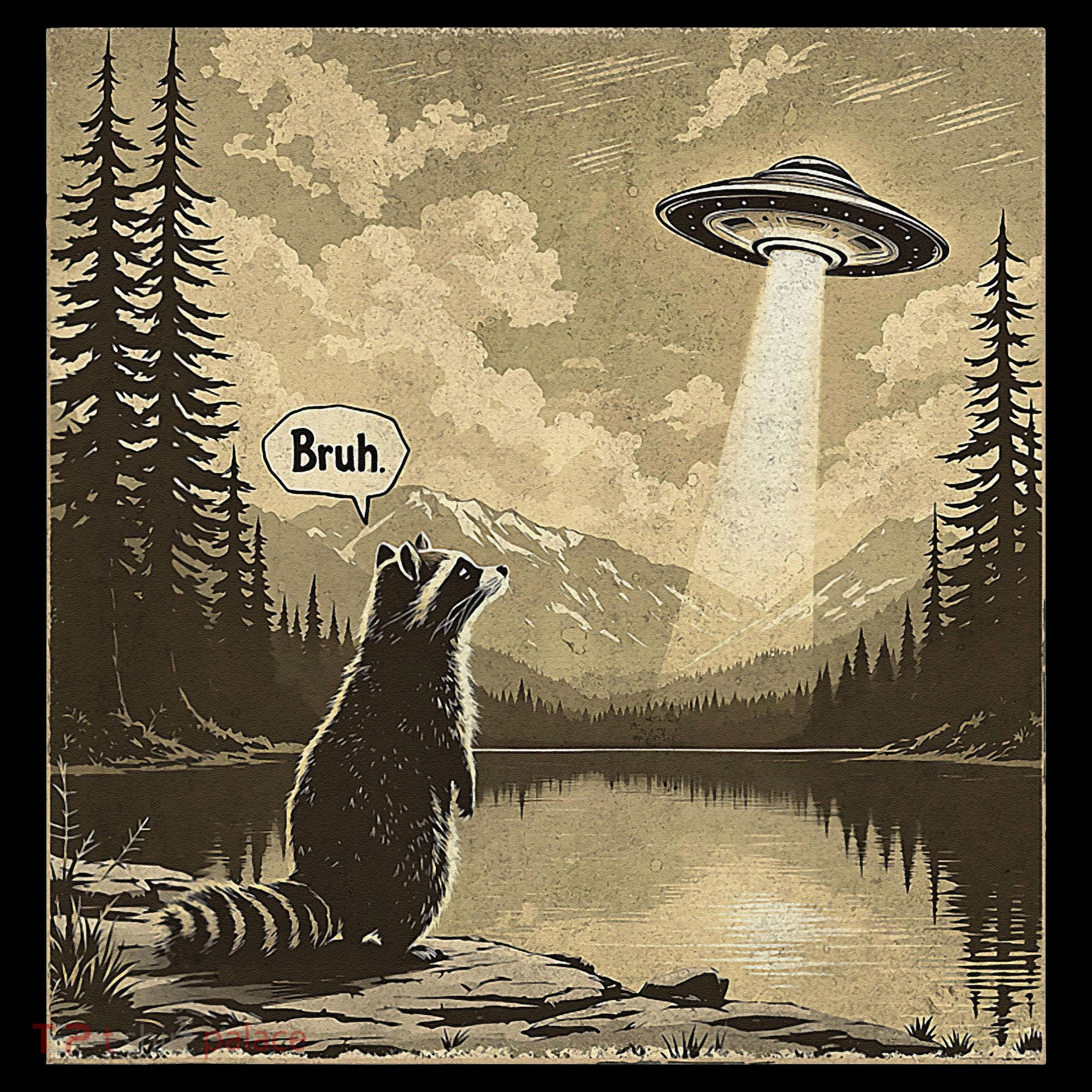 Funny Raccoon Sasquatch Alien UFO Monster Introvert Bruh Women's Hoodie