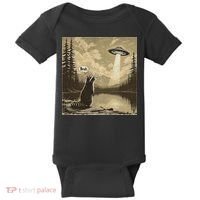 Funny Raccoon Sasquatch Alien UFO Monster Introvert Bruh Baby Bodysuit thumb 0
