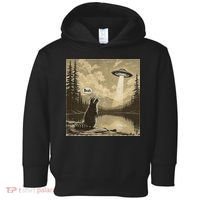 Funny Raccoon Sasquatch Alien UFO Monster Introvert Bruh Toddler Hoodie thumb 0