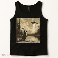 Funny Raccoon Sasquatch Alien UFO Monster Introvert Bruh Tank Top thumb 2