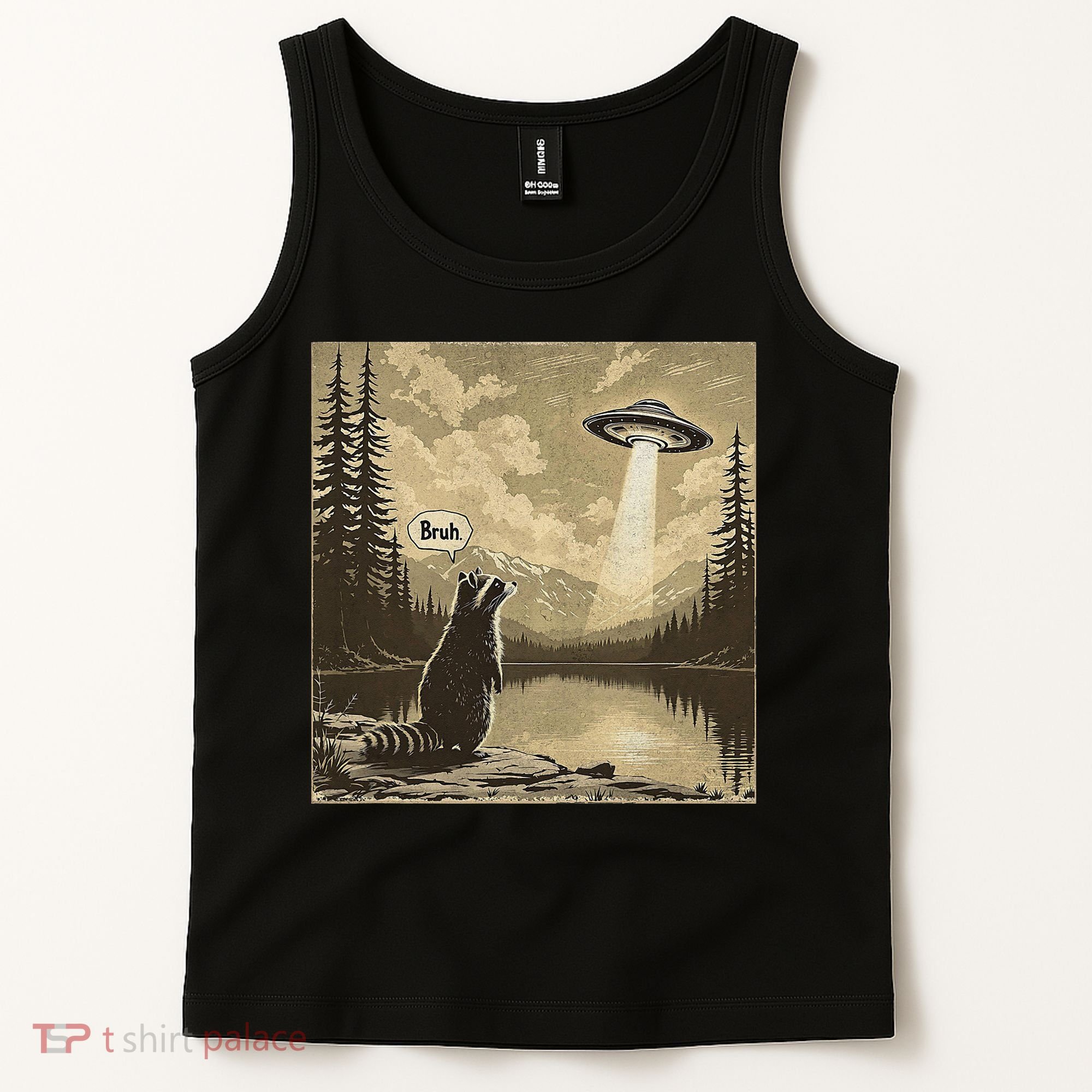 Funny Raccoon Sasquatch Alien UFO Monster Introvert Bruh Tank Top
