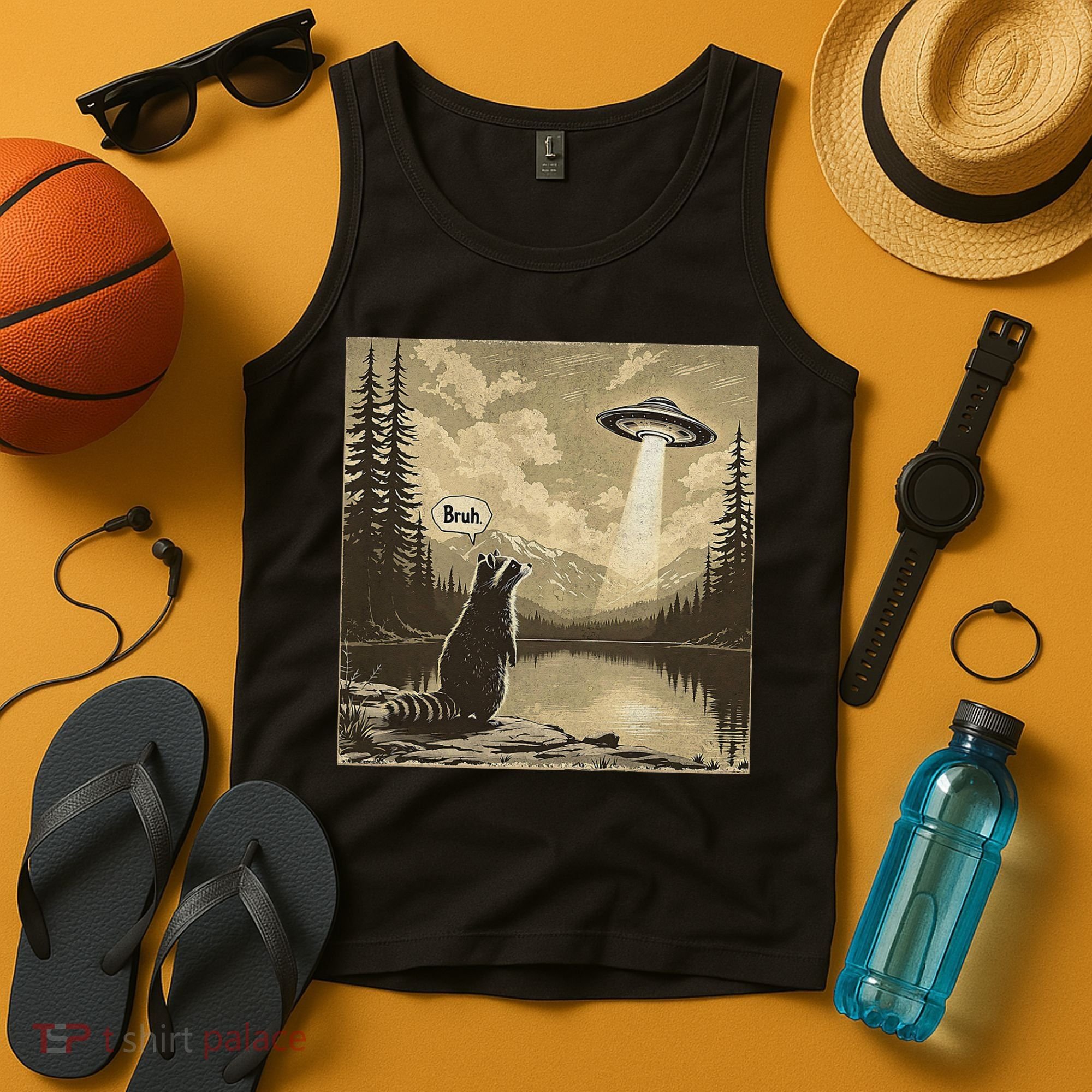 Funny Raccoon Sasquatch Alien UFO Monster Introvert Bruh Tank Top