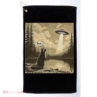Funny Raccoon Sasquatch Alien UFO Monster Introvert Bruh Golf Towel thumb 0