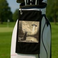 Funny Raccoon Sasquatch Alien UFO Monster Introvert Bruh Golf Towel thumb 2