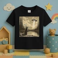 Funny Raccoon Sasquatch Alien UFO Monster Introvert Bruh Toddler T-Shirt thumb 3