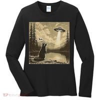 Funny Raccoon Sasquatch Alien UFO Monster Introvert Bruh Women's Long Sleeve Shirt thumb 0