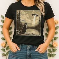 Funny Raccoon Sasquatch Alien UFO Monster Introvert Bruh Women's T-Shirt thumb 2