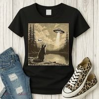 Funny Raccoon Sasquatch Alien UFO Monster Introvert Bruh Women's T-Shirt thumb 3