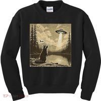 Funny Raccoon Sasquatch Alien UFO Monster Introvert Bruh Kids Sweatshirt thumb 0