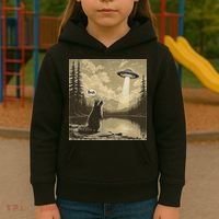 Funny Raccoon Sasquatch Alien UFO Monster Introvert Bruh Kids Hoodie thumb 3