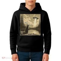 Funny Raccoon Sasquatch Alien UFO Monster Introvert Bruh Kids Hoodie thumb 4