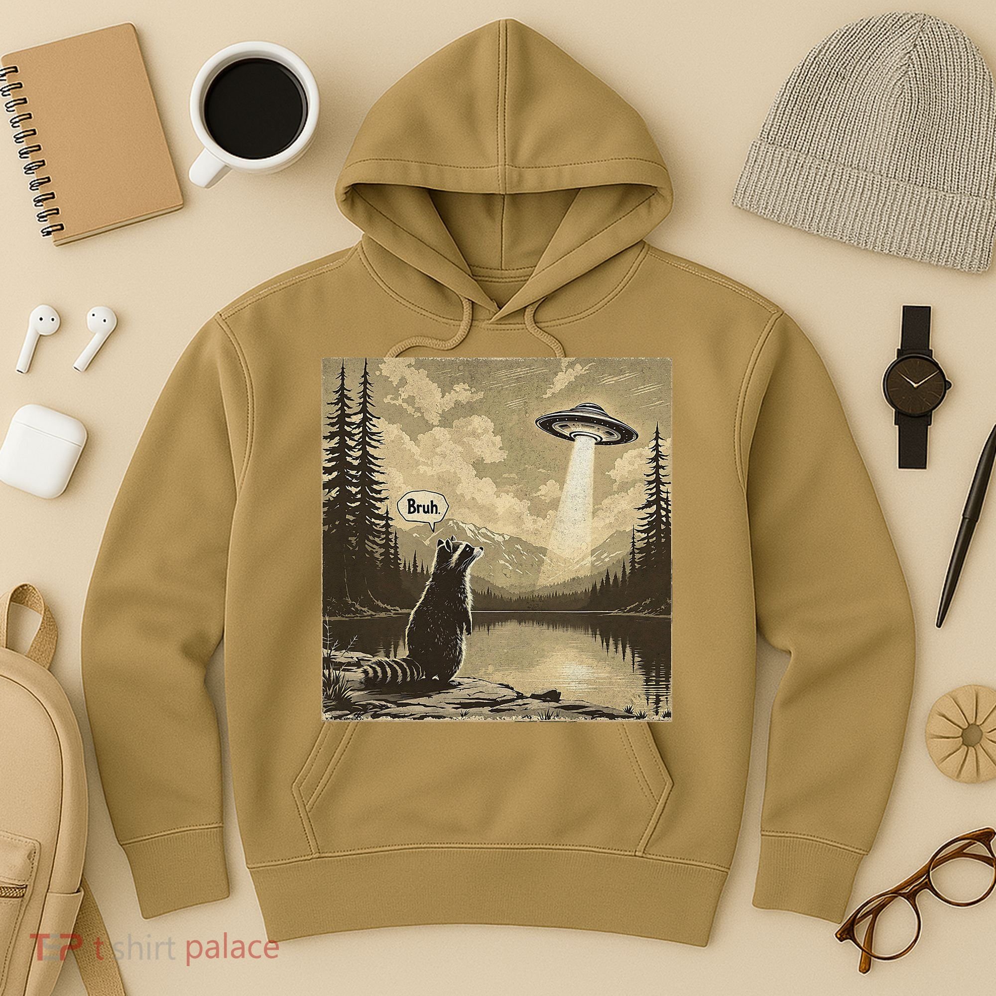 Funny Raccoon Sasquatch Alien UFO Monster Introvert Bruh Hoodie