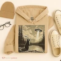 Funny Raccoon Sasquatch Alien UFO Monster Introvert Bruh Hoodie thumb 4