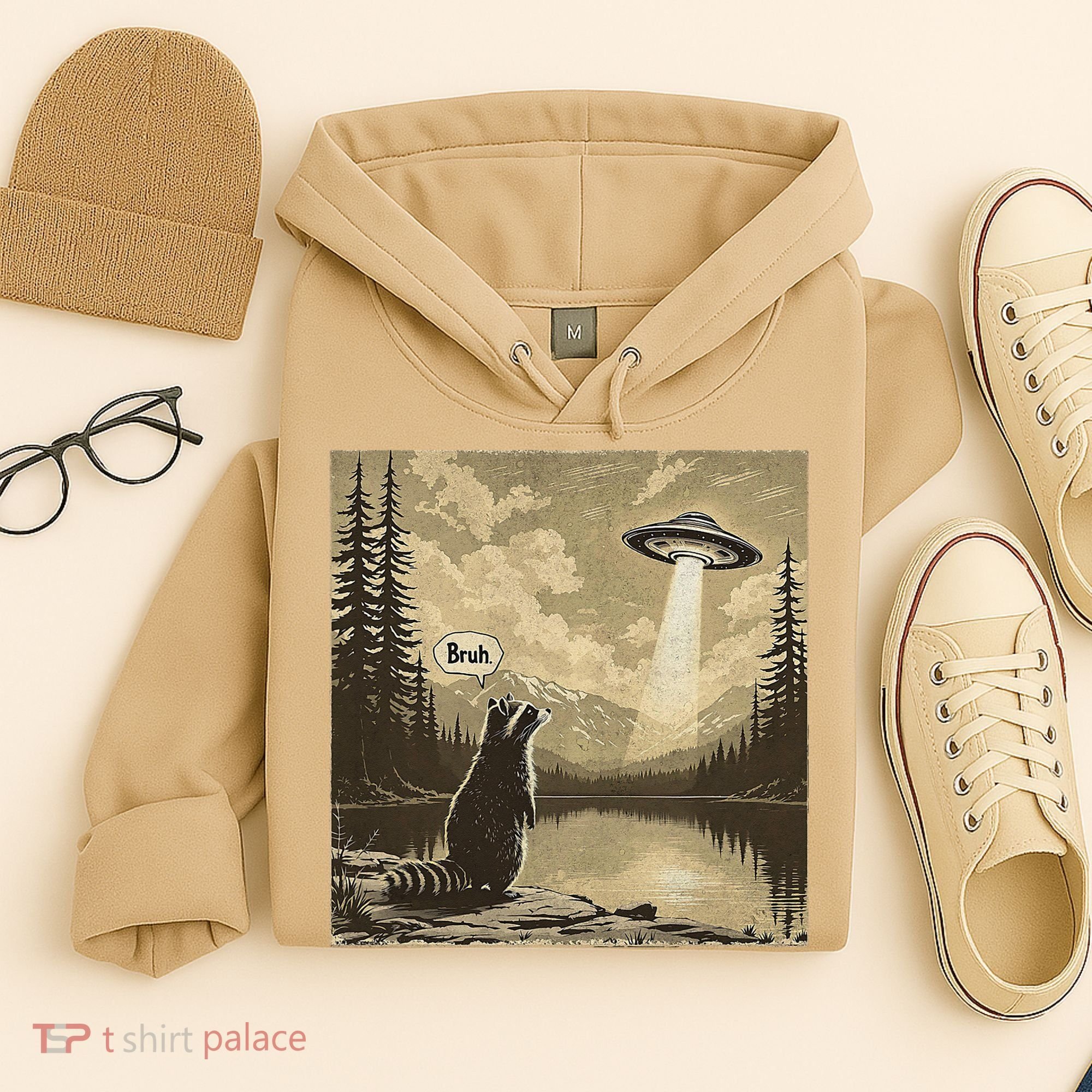 Funny Raccoon Sasquatch Alien UFO Monster Introvert Bruh Hoodie