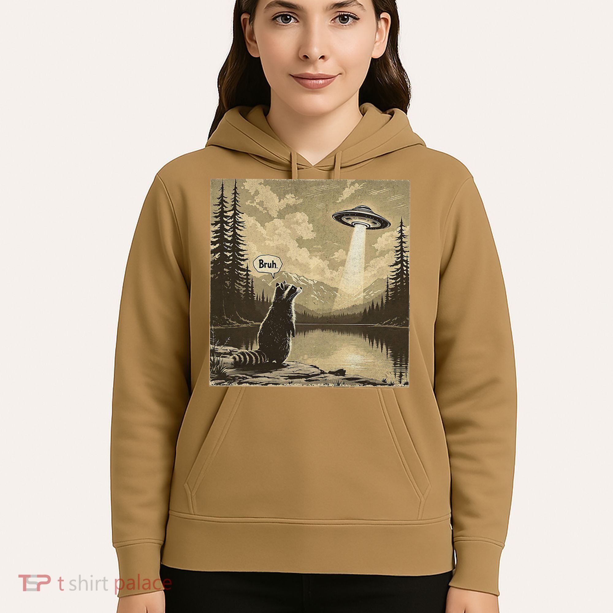 Funny Raccoon Sasquatch Alien UFO Monster Introvert Bruh Hoodie