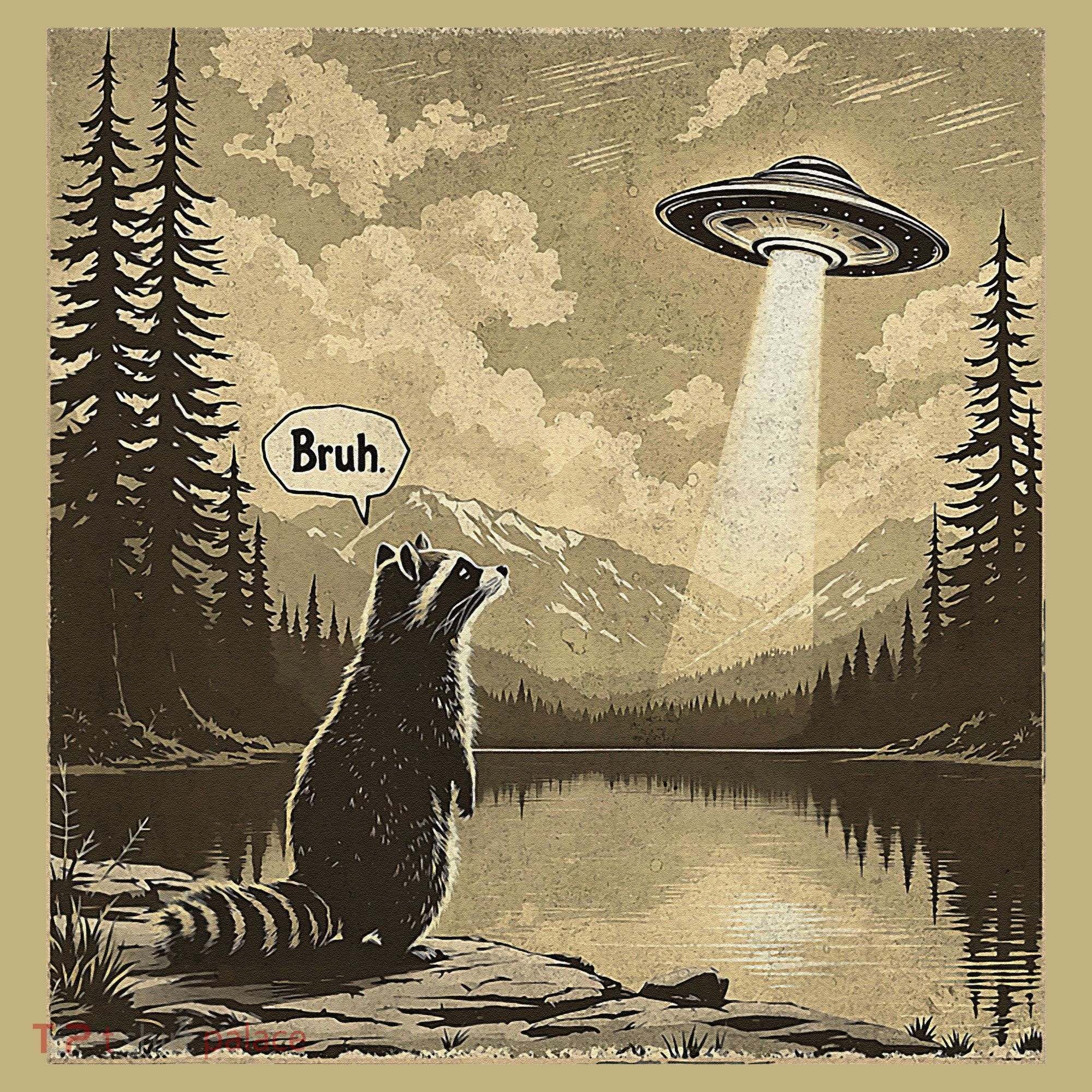 Funny Raccoon Sasquatch Alien UFO Monster Introvert Bruh Sweatshirt