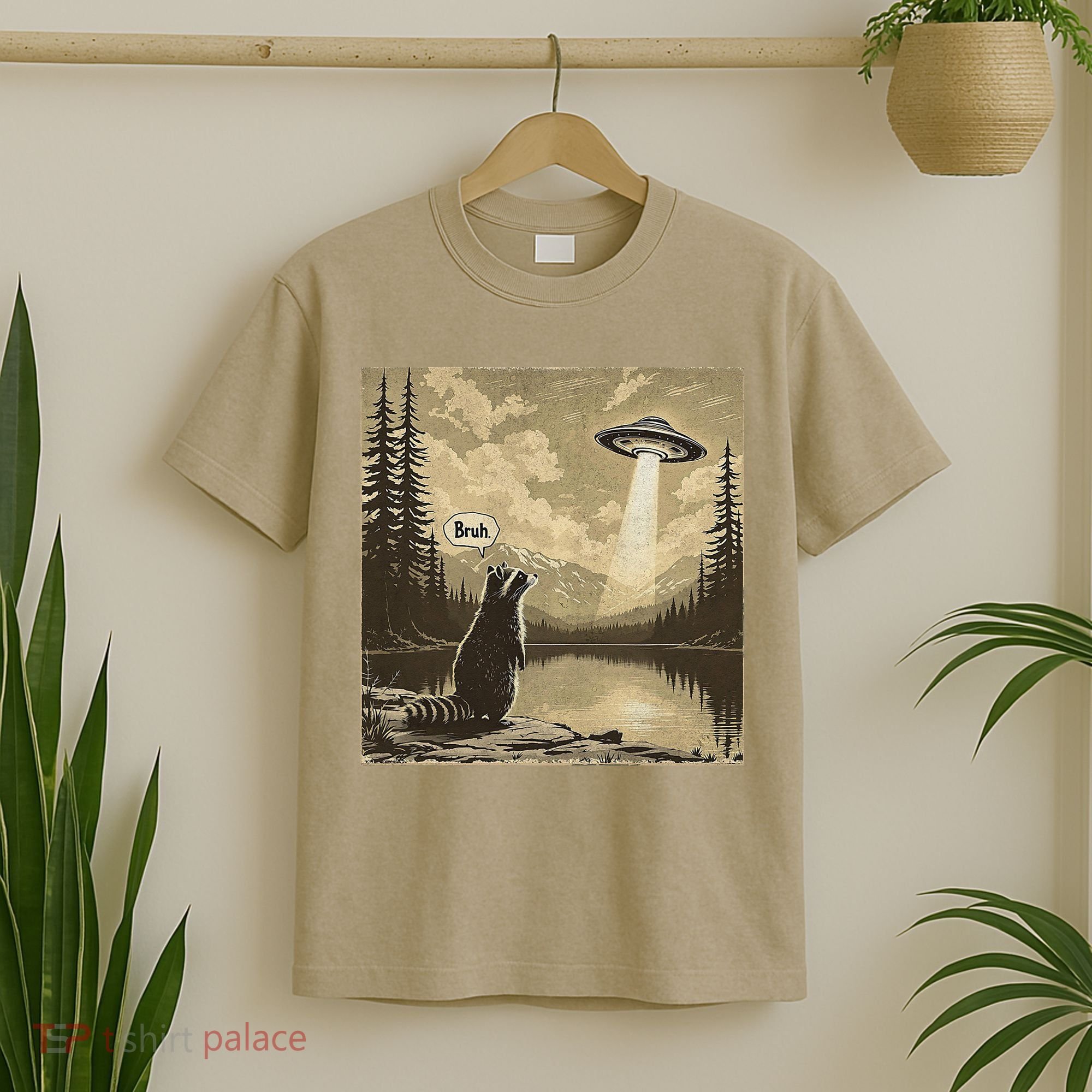 Funny Raccoon Sasquatch Alien UFO Monster Introvert Bruh T-Shirt