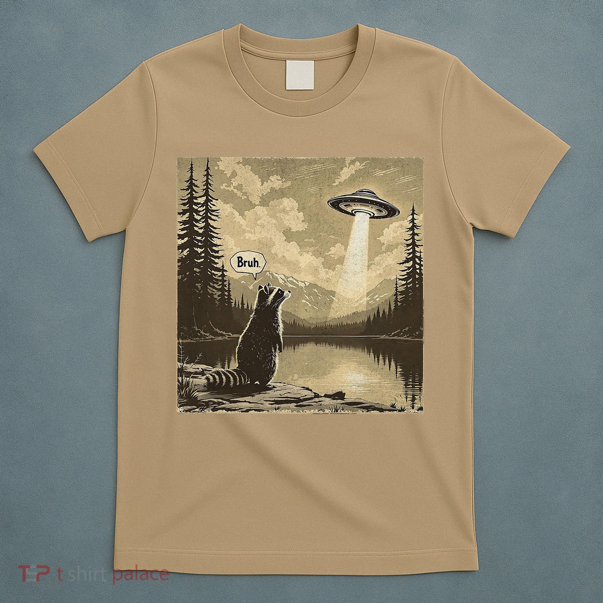 Funny Raccoon Sasquatch Alien UFO Monster Introvert Bruh T-Shirt
