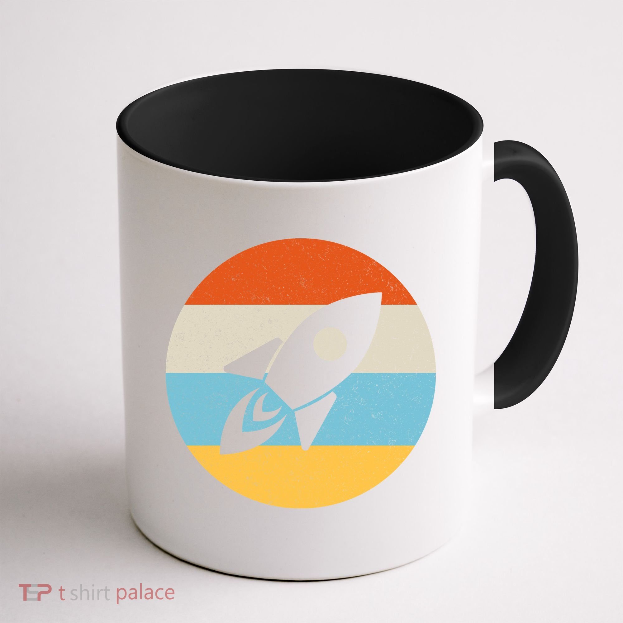 Funny Retro Sunset Spaceship Coffee Mug