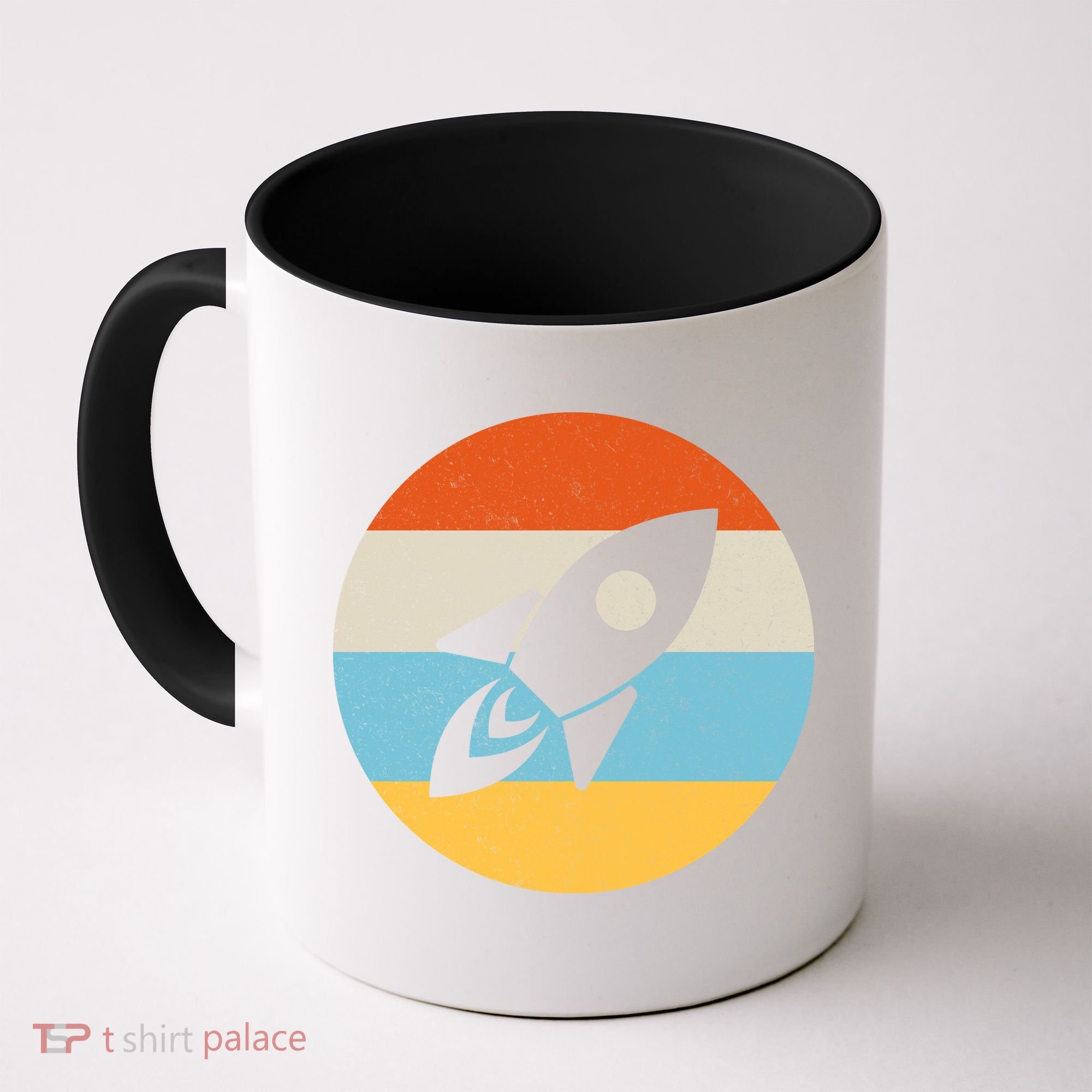 Funny Retro Sunset Spaceship Coffee Mug