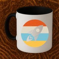 Funny Retro Sunset Spaceship Coffee Mug thumb 2
