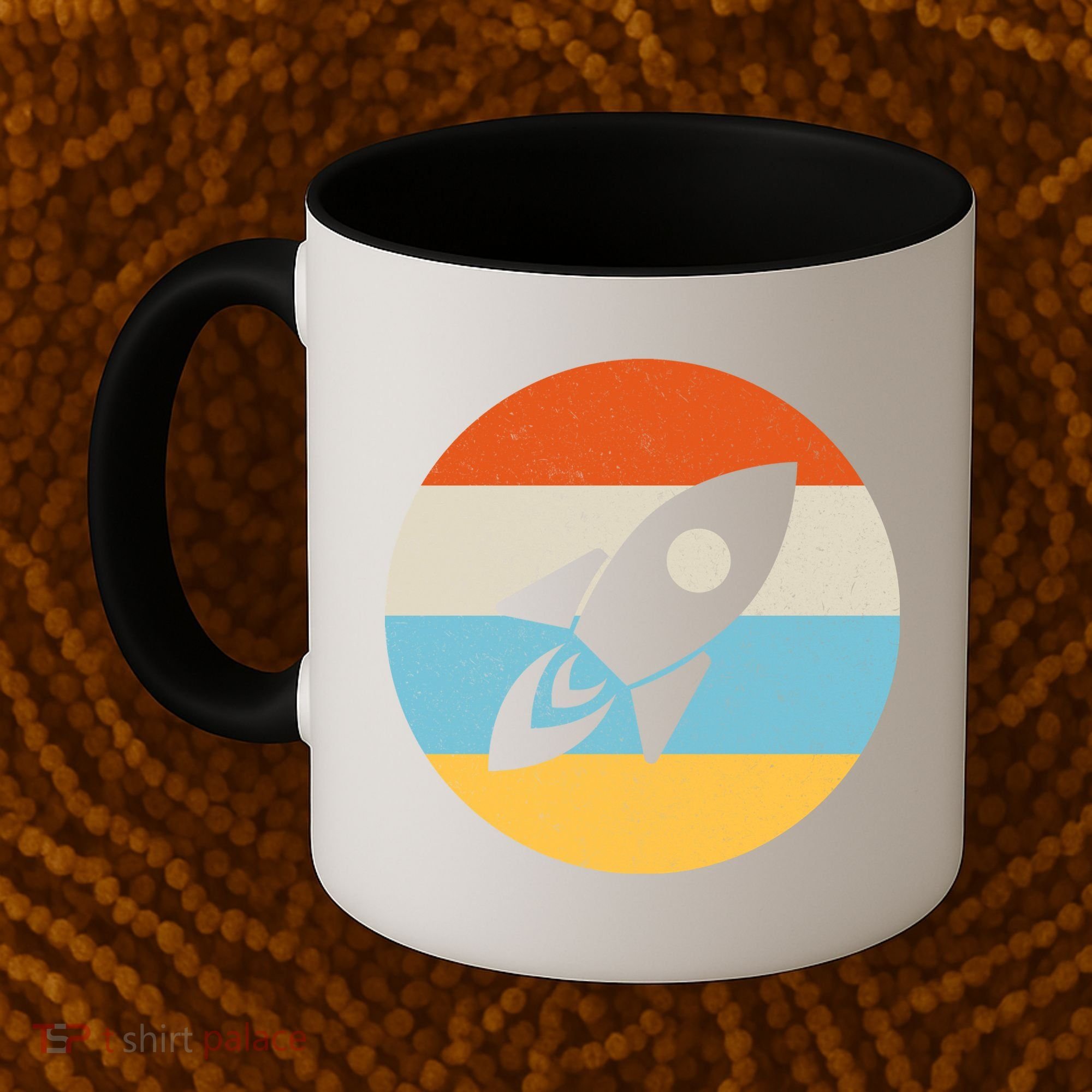 Funny Retro Sunset Spaceship Coffee Mug