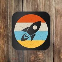 Funny Retro Sunset Spaceship Coaster thumb 0