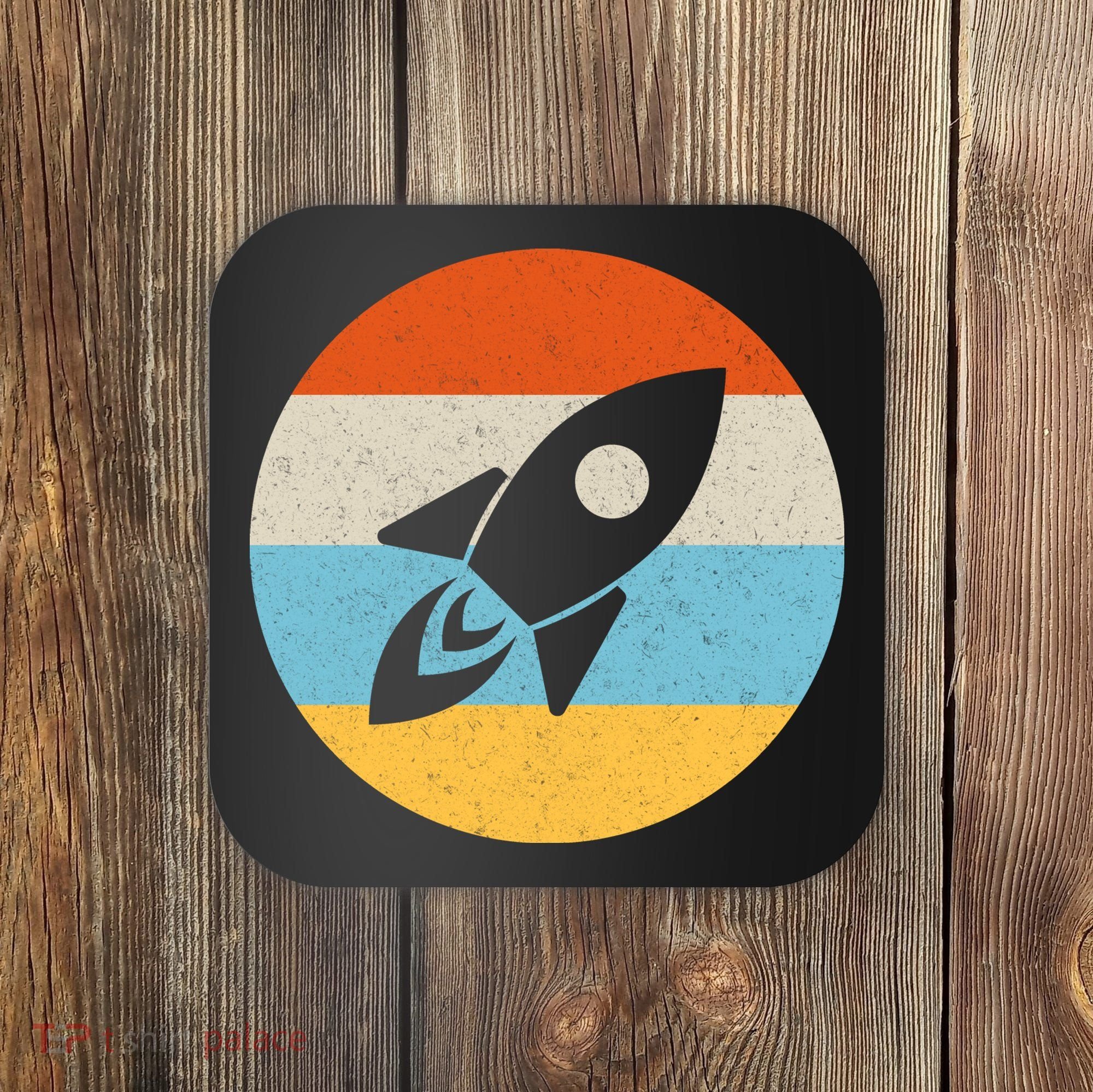 Funny Retro Sunset Spaceship Coaster