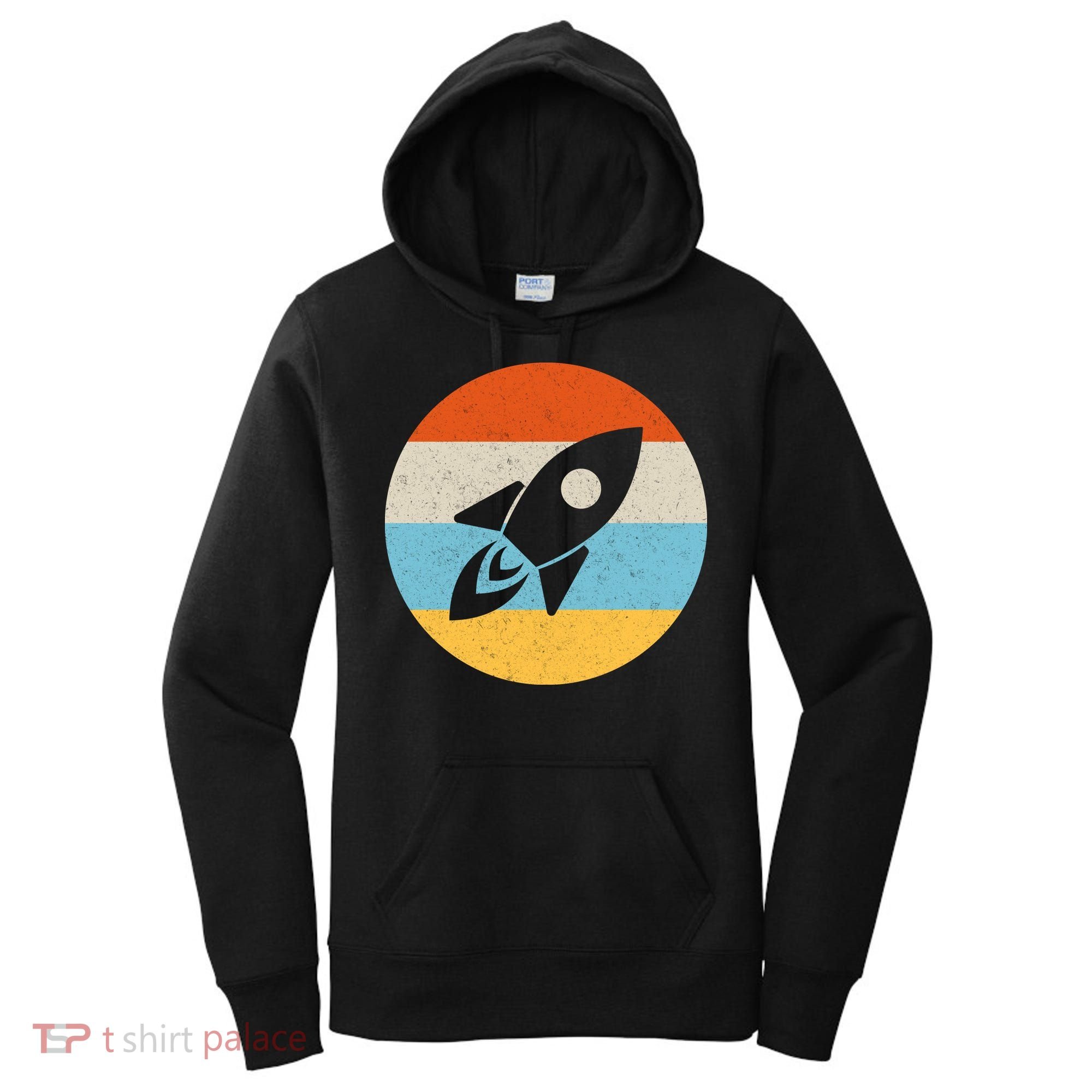 Funny Retro Sunset Spaceship Women's Hoodie