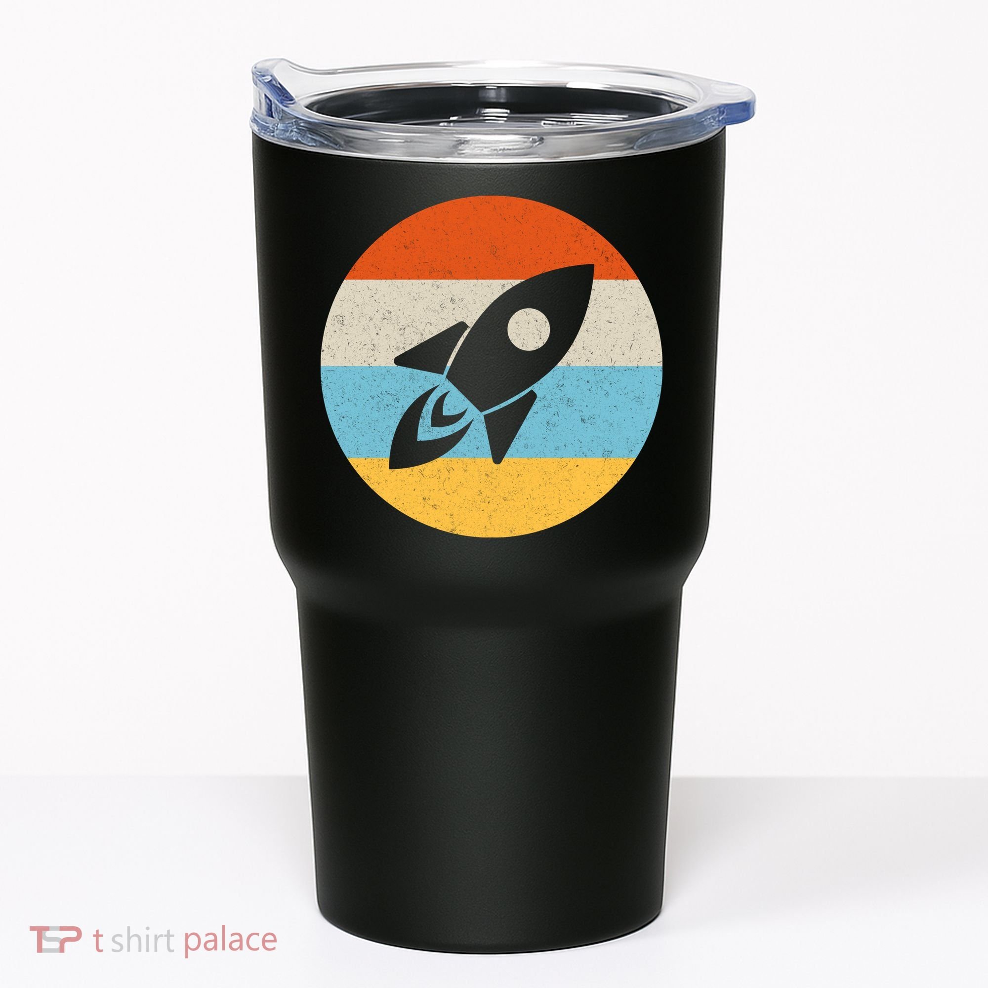 Funny Retro Sunset Spaceship Tumbler