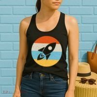 Funny Retro Sunset Spaceship Women's Tank Top thumb 2