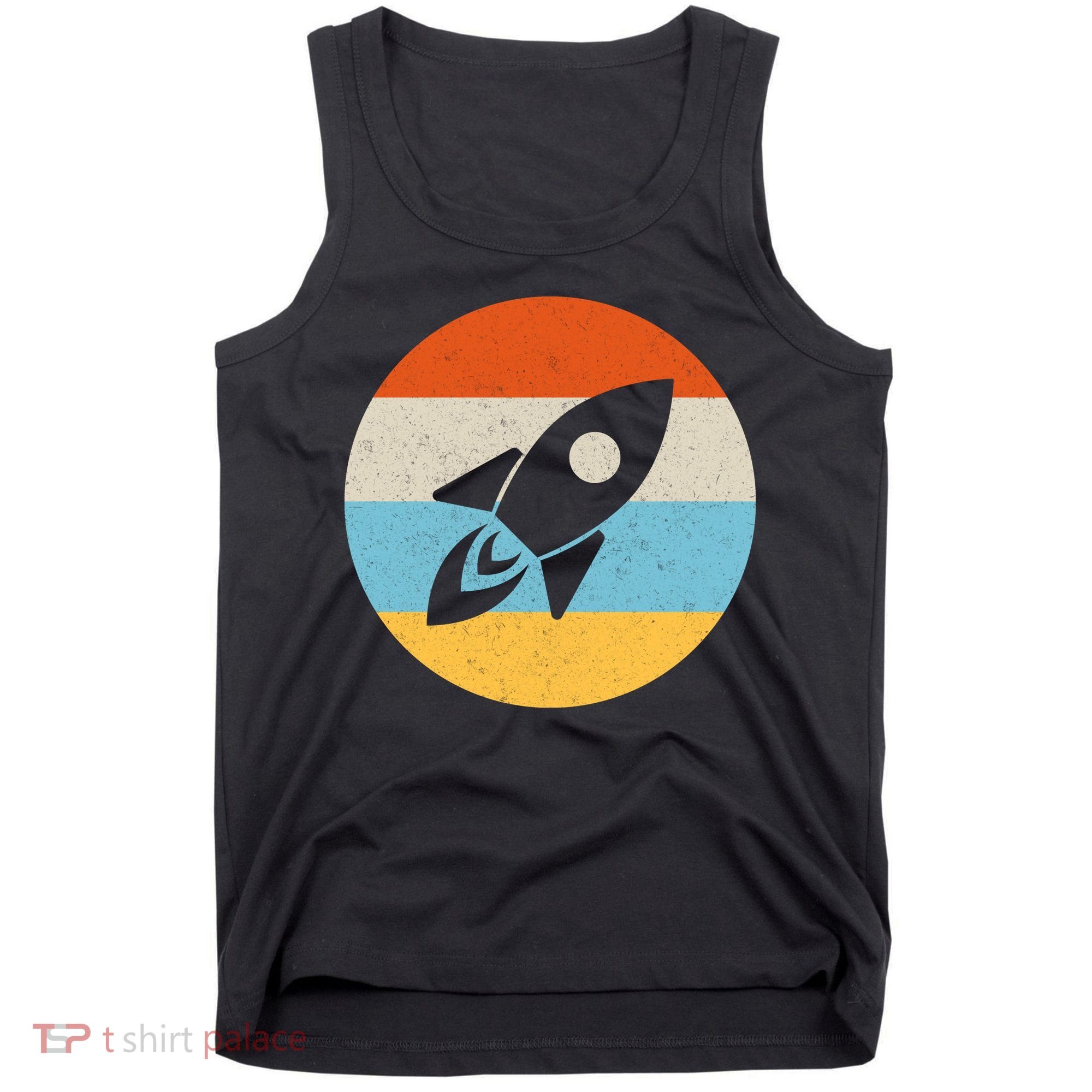 Funny Retro Sunset Spaceship Tank Top