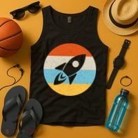 Funny Retro Sunset Spaceship Tank Top thumb 4