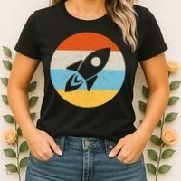 Funny Retro Sunset Spaceship Women's T-Shirt thumb 2