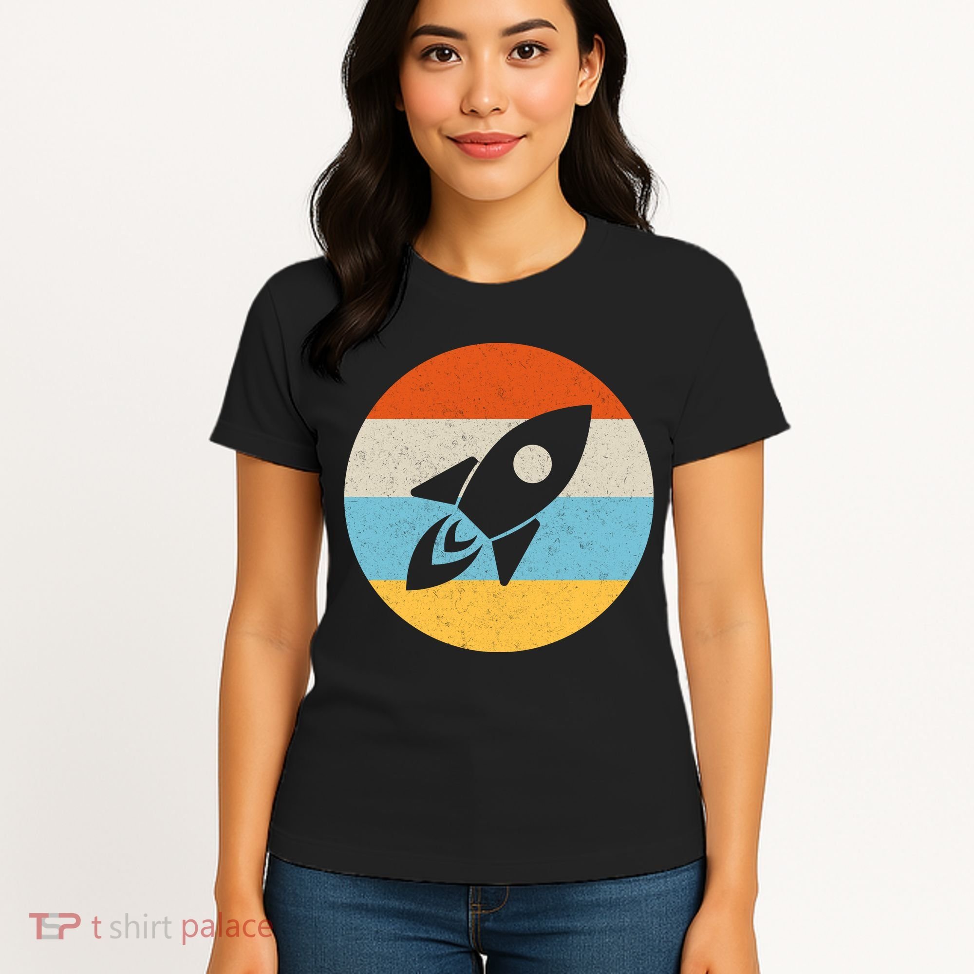 Funny Retro Sunset Spaceship Women's T-Shirt