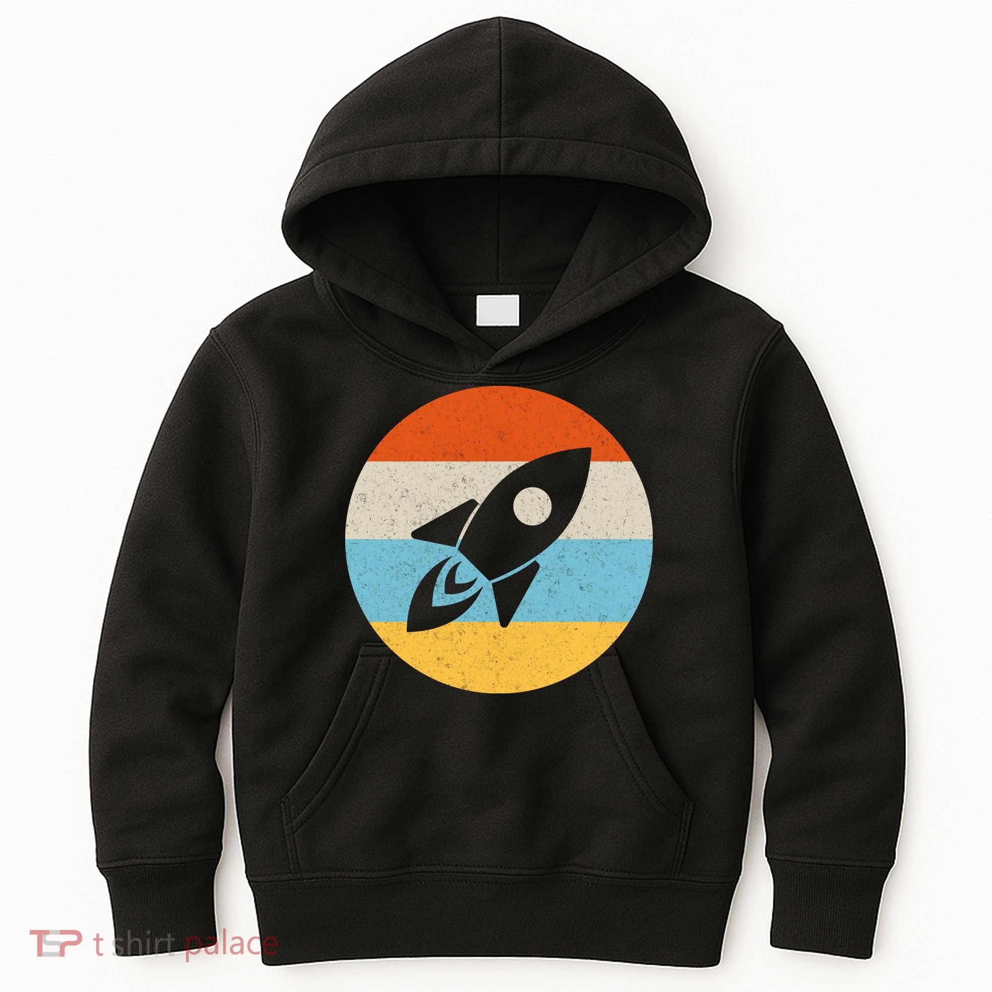 Funny Retro Sunset Spaceship Kids Hoodie