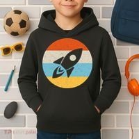 Funny Retro Sunset Spaceship Kids Hoodie thumb 2