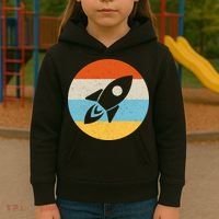 Funny Retro Sunset Spaceship Kids Hoodie thumb 3