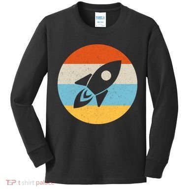 Funny Retro Sunset Spaceship Kids Long Sleeve Shirt