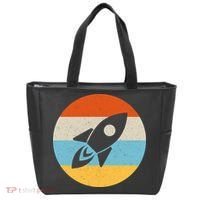 Funny Retro Sunset Spaceship Tote Bag thumb 0