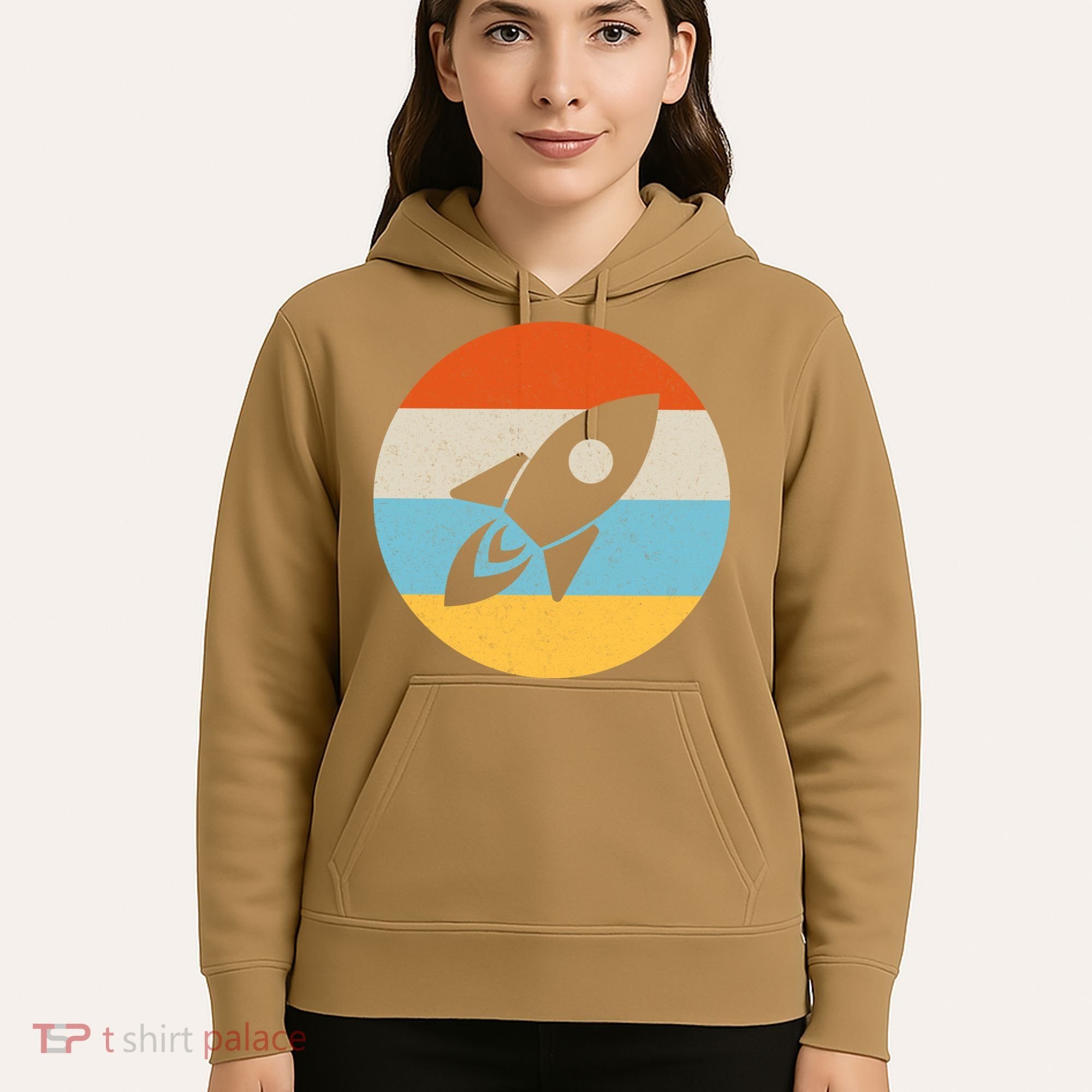Funny Retro Sunset Spaceship Hoodie
