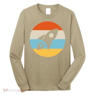 Funny Retro Sunset Spaceship Long Sleeve Shirt