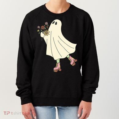 Floral Roller Skating Ghost Women's Sweatshirt