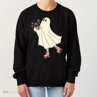 Floral Roller Skating Ghost Women's Sweatshirt thumb 0