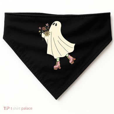 Floral Roller Skating Ghost USA-Made Doggie Bandana