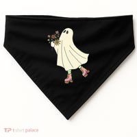 Floral Roller Skating Ghost USA-Made Doggie Bandana thumb 0