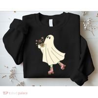 Floral Roller Skating Ghost Sweatshirt thumb 2