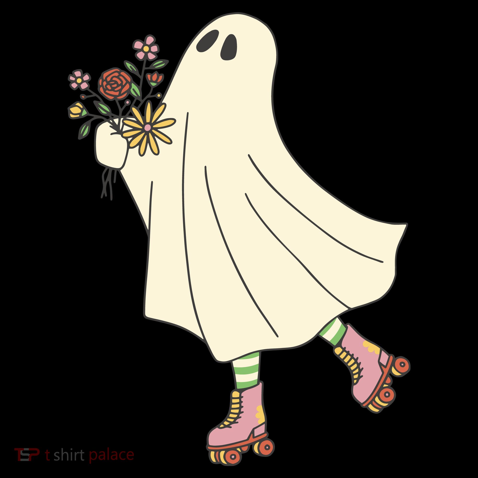 Floral Roller Skating Ghost Backpack